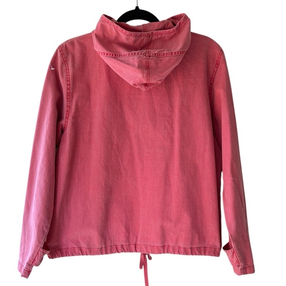 COLDWATER CREEK NWOT WASHED RED COTTON CANVAS HALF SNAP JACKET HOODIE | MEDIUM - Picture 8 of 11